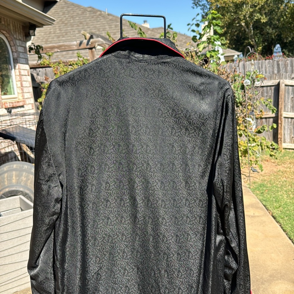 NOS Vintage Enro Idle Hour Lounge Togs Black Red Smoking Jacket Robe M USA Made - Picture 7 of 13